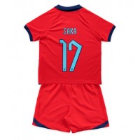 Camiseta Inglaterra Bukayo Saka #17 Visitante Equipación para niños Mundial 2022 manga corta (+ pantalones cortos)